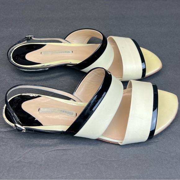 Nicholas Kirkwood Black and Cream Sandals US 7.5 EU 38 Leather Made In Italy - Picture 3 of 8